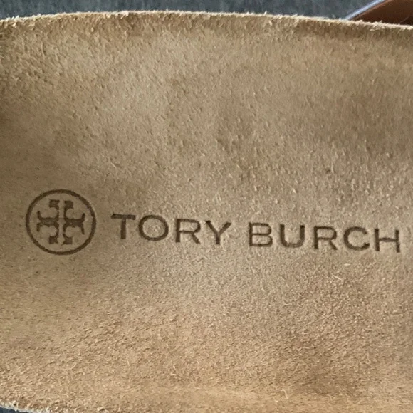 Tory Burch Miller Cloud sandals with Mettalic Gold and Tan. - Picture 2 of 12
